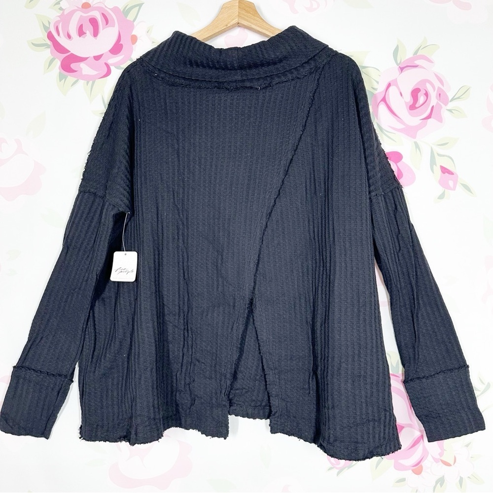 NEW Free People Juicy Thermal Black Long Sleeve Top S - Picture 8 of 12